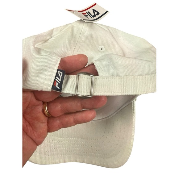 FILA Dad Hat Adjustable One Size White Cotton Logo Cap NEW - Picture 4 of 6